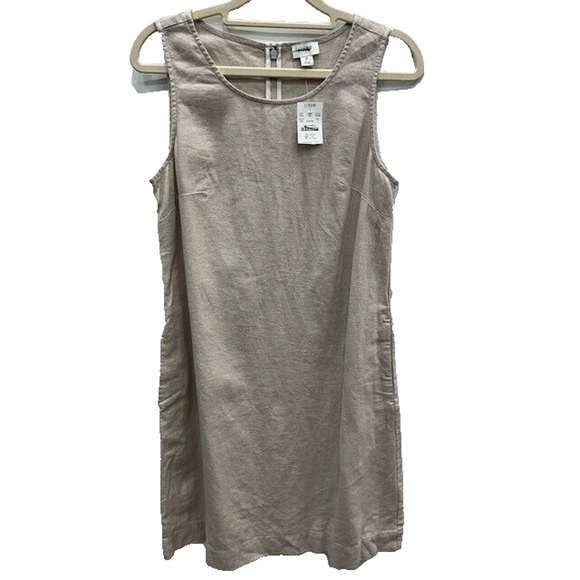 J.Crew Womens Shift Dress Sleeveless Crew Neck Linen Blend Silver Sand Sz 2 NWT - Picture 3 of 14